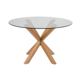 Masa de dining rotunda, transparent/maro, din sticla si otel Ø119 cm Heaven Actona